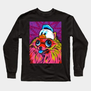 Pomeranian Duck Hat Long Sleeve T-Shirt